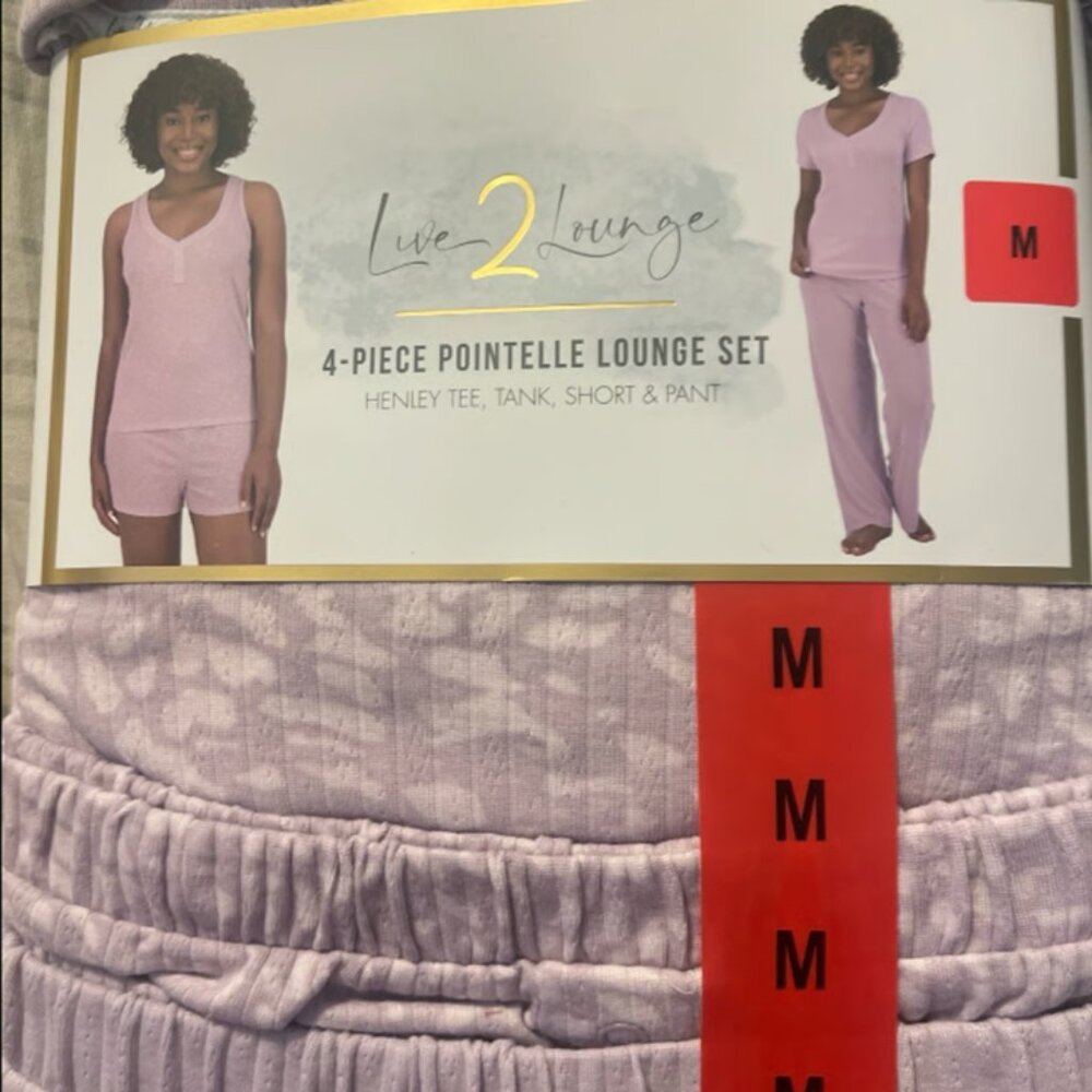 Love 2 Lounge 4‑Piece Pajama Set Women’s Size M NWT - A416